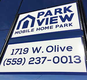 Park View Mobile Home Park, Front Sign
